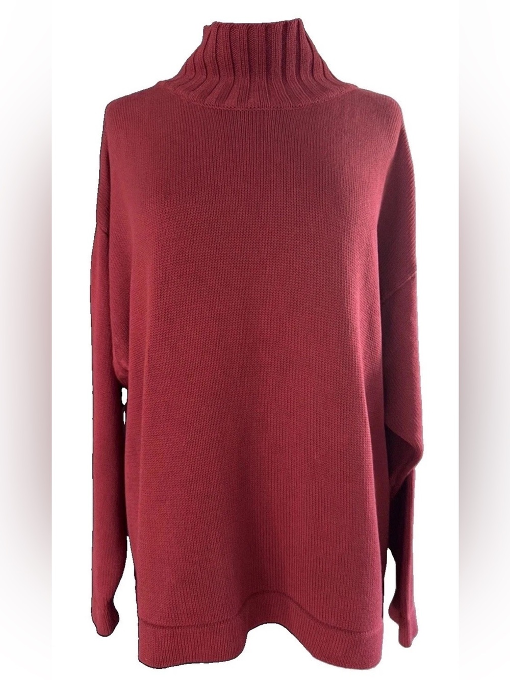 Tweeds 100% Cotton Mockneck Sweater Orange Boxy Relaxed Size M/L